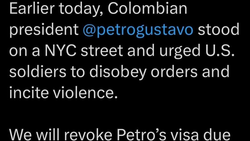 واشنطن تنوي إلغاء تأشيرة رئيس كولومبيا لتحريضه العسكريين الأمريكيين على العصيان