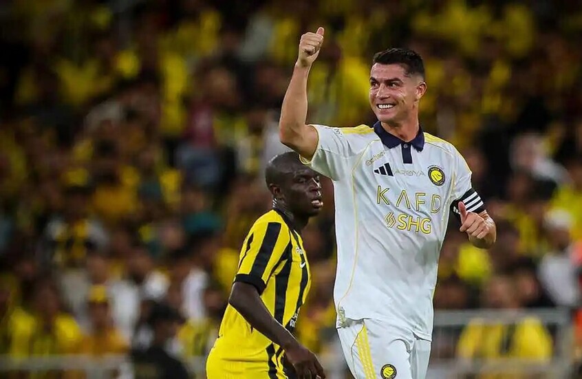 شاهد.. رونالدو يكرر هدفه بقميص ريال مدريد بعد “12 عاما” في مرمى الاتحاد السعودي (فيديو)