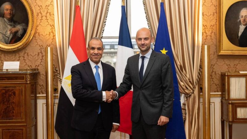 وزير الخارجية المصري يلتقي نظيره الفرنسي في باريس (صور)