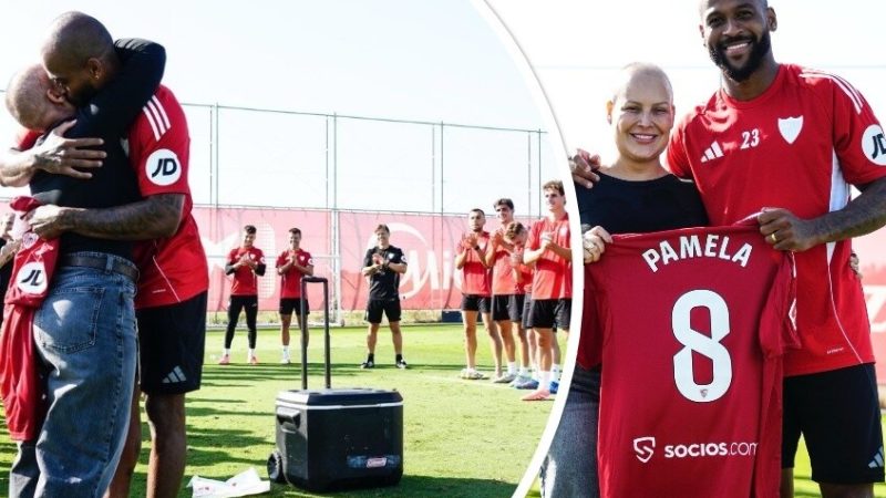 أفضل فوز في الموسم.. لاعبو إشبيلية يحتفلون بانتصار زوجة زميلهم على المرض (فيديو)