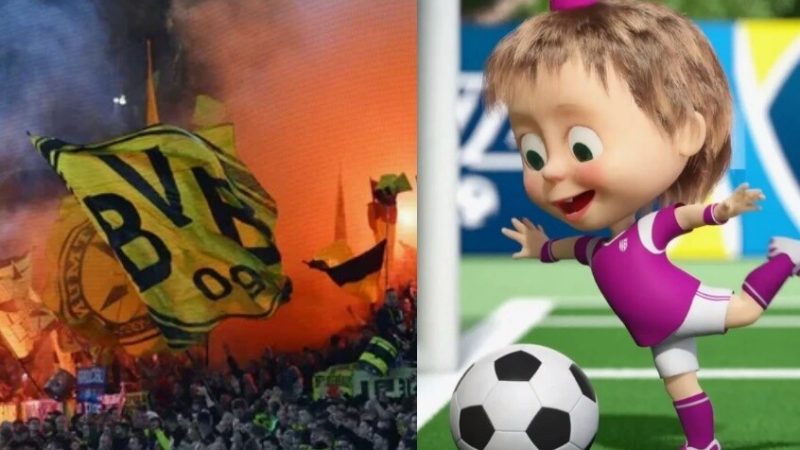 “ماشا والدب” تورط بوروسيا دورتموند في أزمة مع جمهور أوكرانيا