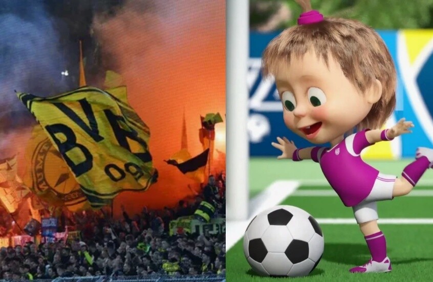 “ماشا والدب” تورط بوروسيا دورتموند في أزمة مع جمهور أوكرانيا