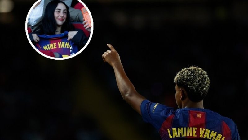 صديقة لامين جمال تظهر على مقاعد بدلاء برشلونة وغرفة تغيير الملابس بعد الفوز على أولمبياكوس (صور)