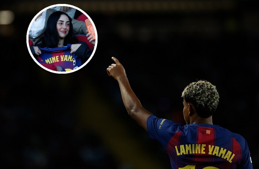 صديقة لامين جمال تظهر على مقاعد بدلاء برشلونة وغرفة تغيير الملابس بعد الفوز على أولمبياكوس (صور)