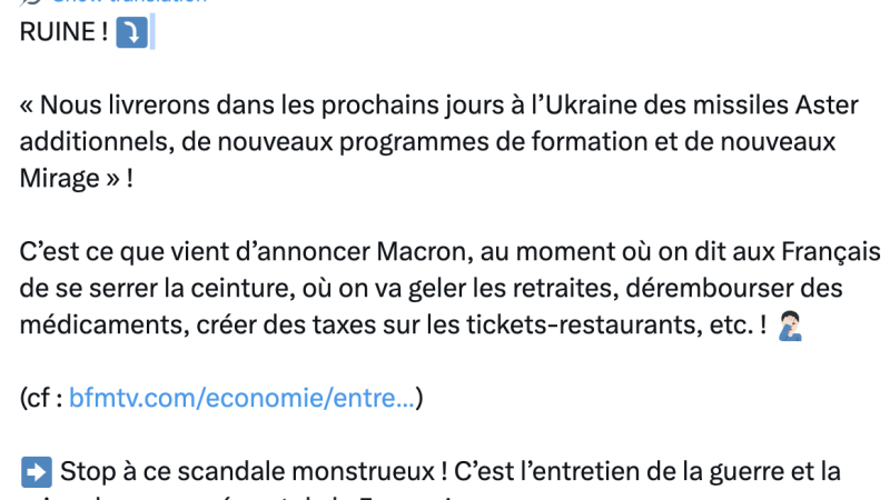 زعيم حزب الوطنيين الفرنسي يهاجم ماكرون بسبب دعمه العسكري لنظام كييف
