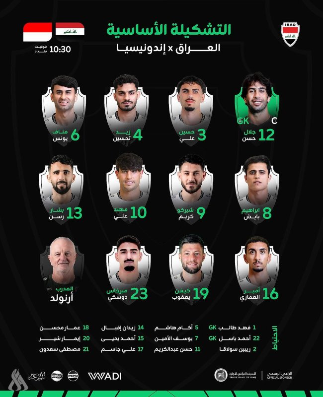 تشكيلة منتخبنا الوطني لمواجهة نظيره الإندونيسي في ملحق المونديال