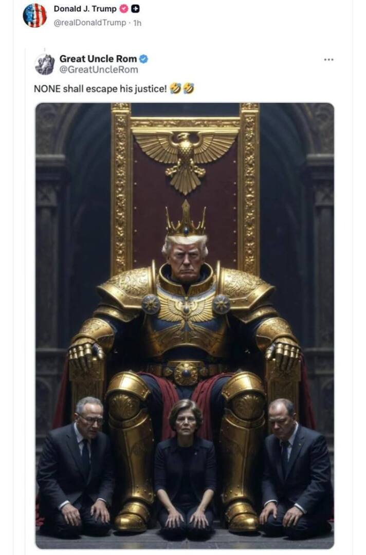 ترامب يعيد نشر صورته على عرش إمبراطوري