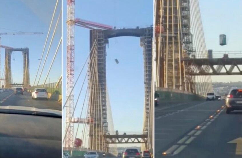 إسبانيا.. سقوط مرحاض متنقل من جسر على طريق مزدحم ( فيديو )