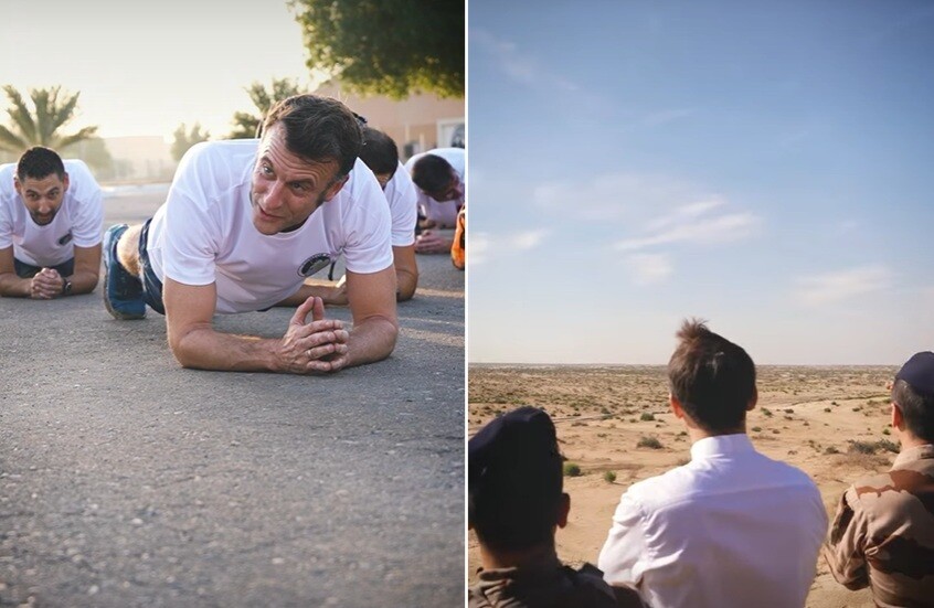 ماكرون يشارك القوات الفرنسية احتفالاتها في الإمارات (فيديو)