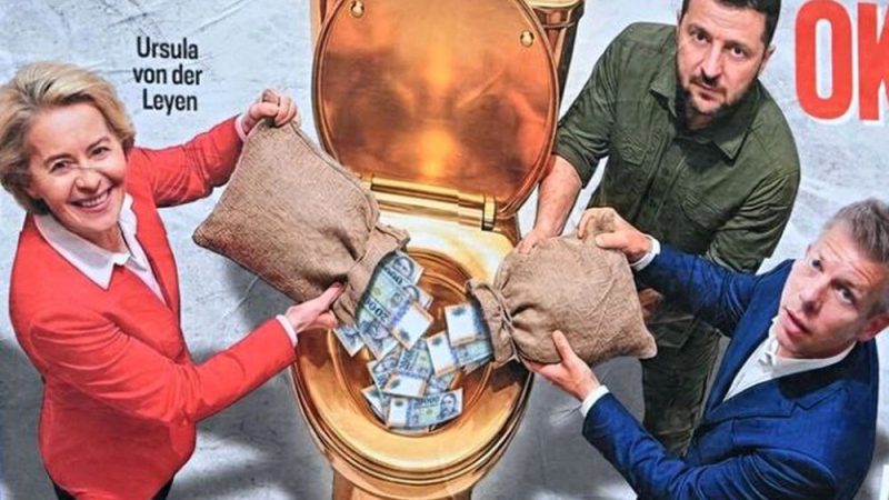 ملصقات في شوارع هنغاريا تسخر من “يد زيلينسكي الممدودة” دائما