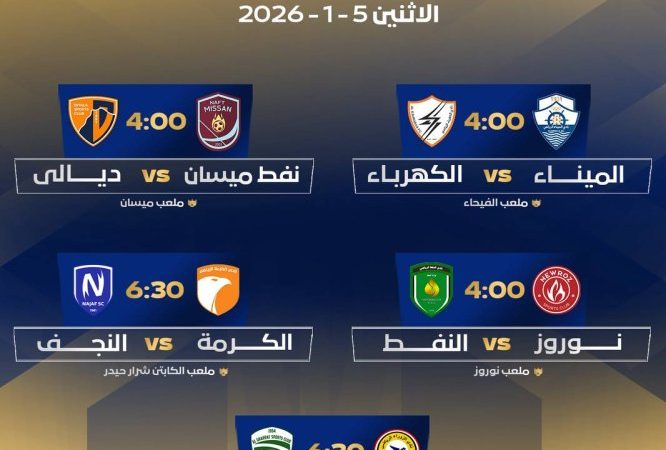 خمس مواجهات تحسم ختام الجولة العاشرة من دوري نجوم العراق اليوم