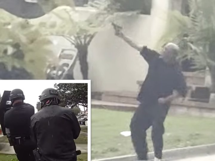 لقطات مثيرة وصادمة.. مسلّح يطلق النار على مروحية للشرطة الأمريكية وكلب ينهي الأمر (فيديو)