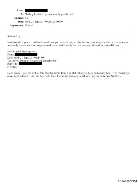 رسالة من الدوقة البريطانية السابقة سارة فيرغسون تفجر “قنبلة” عن المجرم الجنسي إبستين