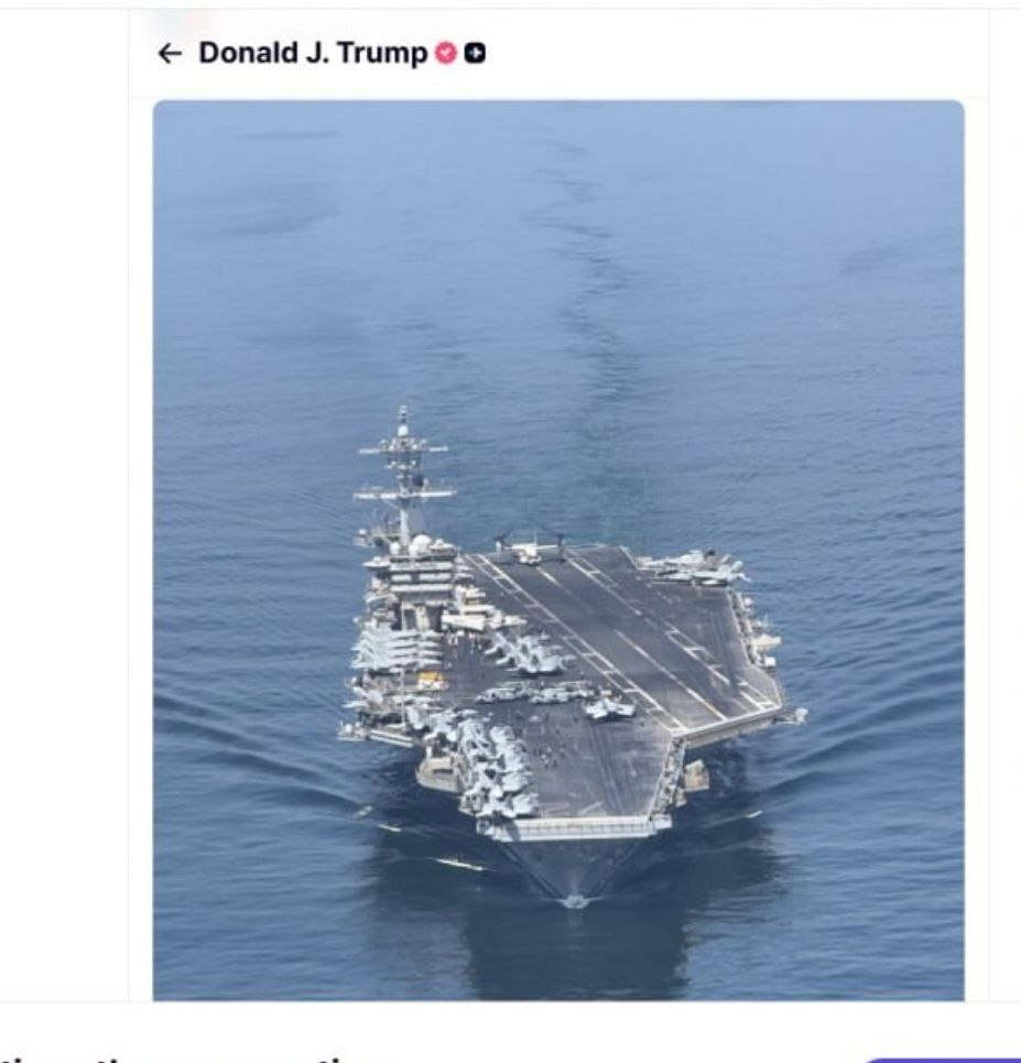 ترامب ينشر صورة تحمل تهديدا صامتا لإيران