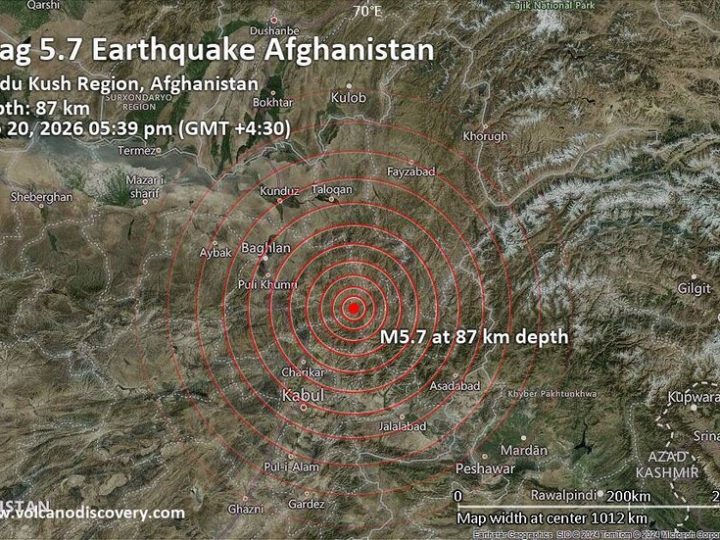 زلزال بقوة 5.7 درجة يضرب أفغانستان