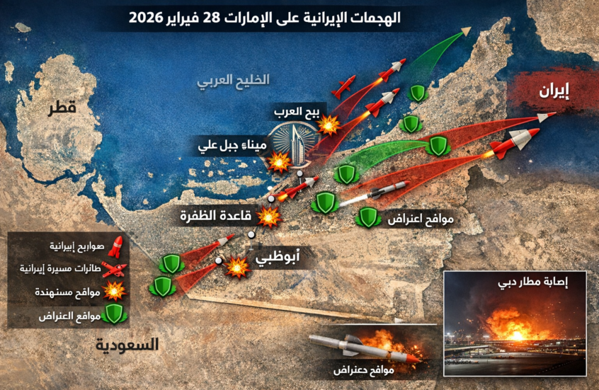 الإمارات تتعرض لهجوم صاروخي غير مسبوق من إيران.. ماذا حدث اليوم؟