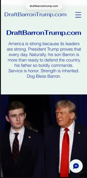 إطلاق موقع إلكتروني يدعو إلى تجنيد نجل الرئيس الأمريكي بارون ترامب في الجيش!