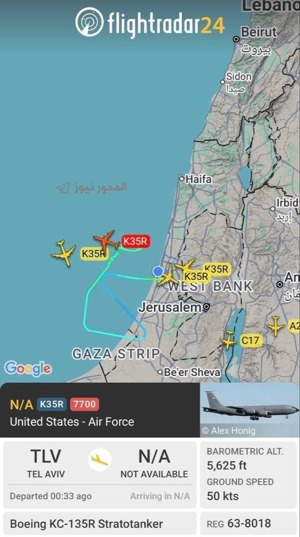 طائرة تزويد وقود أمريكية تهبط اضطراريا في تل أبيب بعد إرسالها إشارة استغاثة