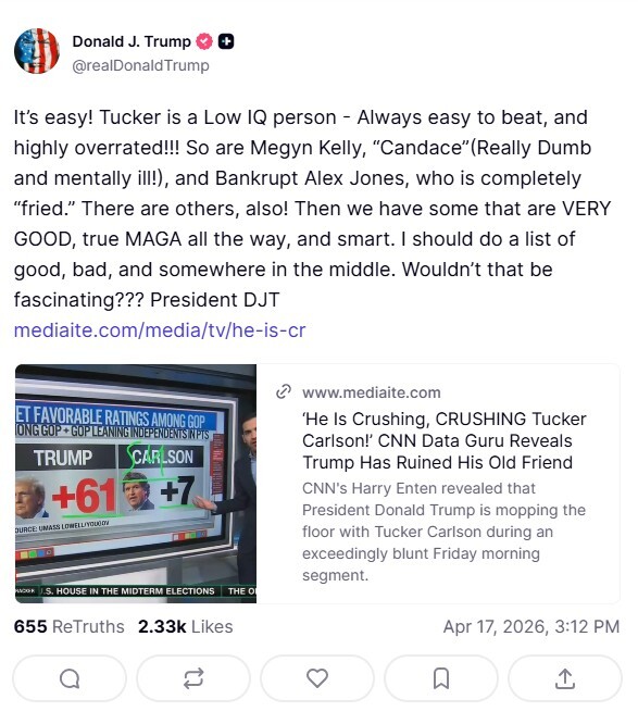 ترامب يهاجم منتقديه من الإعلاميين والمعلقين